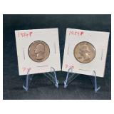 (2) 1954-P Washington Silver Quarters