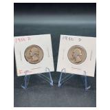 (2) 1950-D Washington Silver Quarters