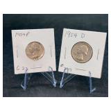 (2) Washington Silver Quarters - 1953-P and 1954-D