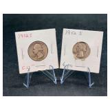 (2) 1952-S Washington Silver Quarters