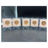 (5) Washington Silver Quarters - years 1957 & 1958 - mints P/D