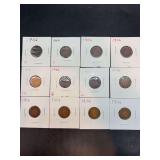 Grouping of (12) 1906 Indian Head Pennies