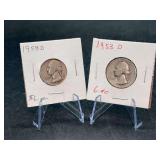 (2) 1953-D Washington Silver Quarters