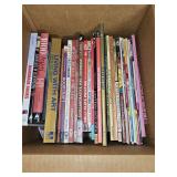 Box of books and magazines.