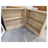 Two vintage bookshelves. Finish reminds me of vintage Hollywood style bedroom furniture. 30x7.5 x 29 in tall.