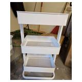 Metal 3 container storage unit with mesh bottoms.11.25x15.25 x 29.25 in tall.