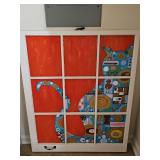 Wonderful folk art painted on an old window.  30.75 x 37.75 in tall.