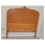 Antique Curly maple full size headboard and footboard.. 54x 56 in wide and 54x34.5 in tall. Nice grain detail on right  side of footboard. No bed frame.