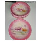 Six antique Franz Anton Mehlem Bowl Bonn Germany water lilies. No chips found.