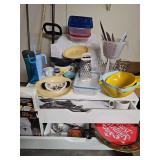 XL Grouping of useful kitchen items. See all photos. Tables and stands items are displayed on are not included.