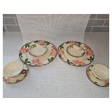 Franciscan desert Rose China. Includes two dinner plates, to berry bowls, to saucers, and two coffee cups.