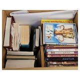 Box of DVDs and books. Will show a variety of pictures, not all inclusive.