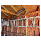 Unknown length aliminum extension ladder….there is a bend on one side (see pics)