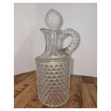 EAPG Cruet with Stopper Model Flint Glass Dew Drop Hobnail - 9” tall - stopper is chipped on end