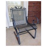 Wrought iron springer rocker…..needs repainting (can see rust but solid frame)…..23-3/4 x 17-1/2 x 18 tall to seat (36-1/2 tall overall)