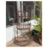Wrought Iron Victorian-style 3-tiered plant stand….does have rust but is solid…..32 x 63-1/2 tall