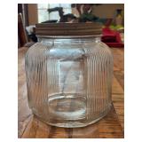 Vintage Owens Illinois Ribbed Paneled Octagonal Jar with lid…..7-1/2” tall