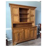 Exquisite CUSTOM MADE oak china cabinet/hutch with upper side storage, 3 bottom storage united and 2 drawers…..comes in 2 pieces for transport…..please read description