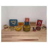 Collection of vintage tins - Prince Albert, Tin’O Tools, DuPont Blasting Caps, Rawleigh’s Antiseptic Salve and more