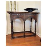 Vintage Gothic Style Condole Table…..42 x 19-1/4 x 35 tall…..OTHER CONTENTS NOT INCLUDED…..blemished from normal use