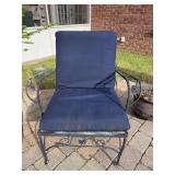 Lightweight wrought iron arm chair…..needs re-painted and cushion cleaned…..28-3/4 x 22-3/4 x 13 tall to seat (31 tall overall)