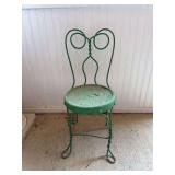 Adorable wrought iron child size bistro chair…..needs TLC but oh how cute….9-1/2”D x 11” tall to seat (21-3/4” tall overall