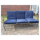 Lightweight wrought iron sofa…..needs repainted and cushion cleaned…..71-1/4 x 23 x 13 tall to seat (31-1/2 tall overall)
