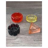 (4) uniquely colored salt cellars