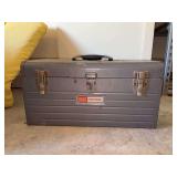 Vintage Sears Craftsman metal toolbox and contents