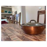Williams-Sonoma France 8-1/4” heavy lidded copper sauté pan with brass handle….needs polished