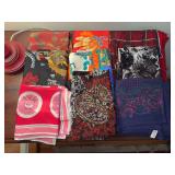 Grouping of ladies scarves in various sizes, materials and designs (see all pics)