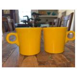 Set of (2) Fiesta Ware Classic Ring Handle 10-1/4” Mugs in Sunflower Yellow Color