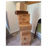 Grouping of various size wood wine boxes