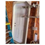 NEW 32”w right hand 6-panel steel door unit…..34”w x 82-1/2” tall