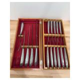 Vintage Gerber Legendary Blades carving and steak knife set in original…..missing 1 steak knife