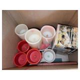 Box of flameless and flame candles….candles with flames are used