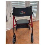 NOVA Star 8 Foldable Rollator Walker with Wide Padded Backrest with Seat, 8” All-Terrain Wheels, Easy-Grip Locking Hand Brakes, Height Adjustable
