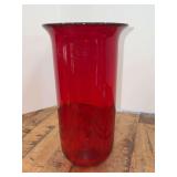 Older ruby red glass globe, commonly used as a replacement cover for church sanctuary lamps…..8-1/2” tall