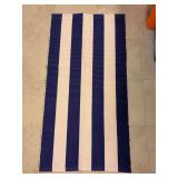 Blue and white hand woven 100% cotton bath mat…..24 x 46-1/2