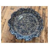 Vintage-style blue and white spatterware or spongeware ceramic serving dish…..13”D x 2-3/4” tall