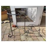 (2) round wrought iron plant stands…..16”D x 23” tall and 12-1/2”D x 8-1/2” tall
