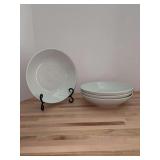 Set of (4) Pillivuyt White Porcelain Pasta Bowls…..9” D x 2” tall