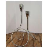 Black+Blum Modern Chrome Spiral Double Centerpiece Candleholder…..10-3/4” tall