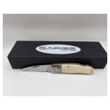 Sarge Bovine 5.5” Open 440C Stainless White Bone Folding Knife / SK-703