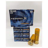 Four Federal Power Shok 20GA 2 3/4' 5RD Slug Ammo / F203 RS