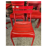 8 Red Metal Chairs