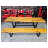 Wooden Slab Picnic Table