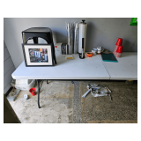 8 ft Folding Table w/ Contents DOES NOT INCLUDE PRINTER