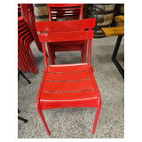 6 Red Metal Chairs
