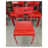 8 Red Metal Chairs
